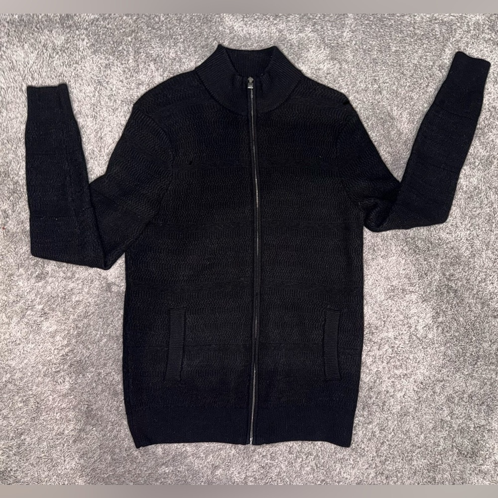 Christian Lacroix Women’s Black 100%Merino Wool Full Zip Jacket Sweater Size M - Picture 2 of 12